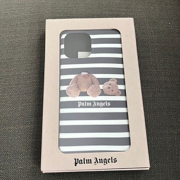 NWT - PALM ANGELS STRIPED BEAR PRINTED IPHONE 12 CASE - Picture 1 of 4